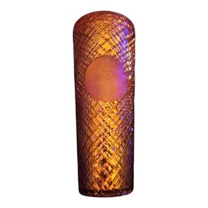 2021 Starbucks 24 OZ Rose Gold Studded Diamond Iradescent Tumbler Cup Venti